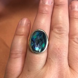 Abalone Shell Ring, Solid 925K Sterling Silver. Size 7.